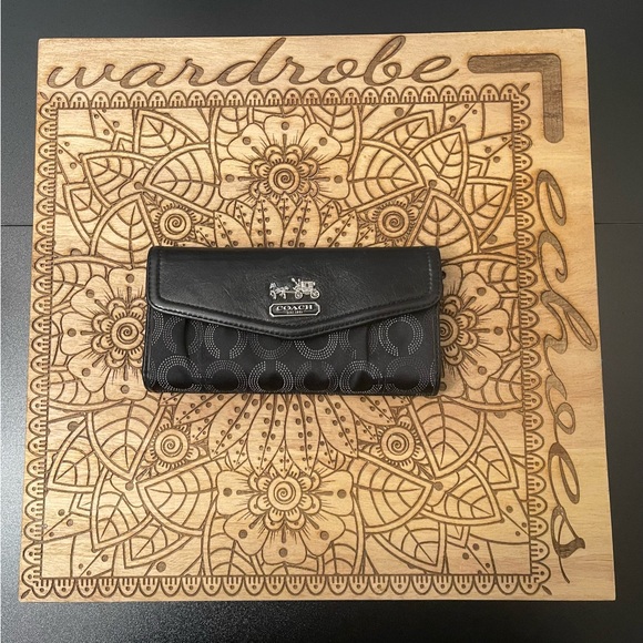 Coach Black Madison Dotted Op Art Signature Tote and Wallet Set - Picture 7 of 16